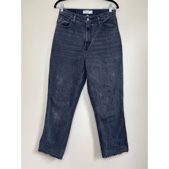 Abercrombie & Fitch The '90s Straight Ultra High Rise Curve Love in Washed Black - Picture 1 of 3